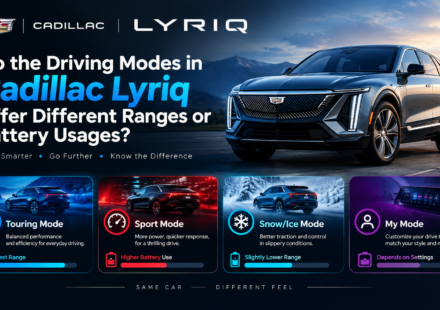 Do the driving modes in cadillac lyriq offer different ranges or battery usages?